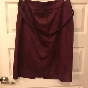 Ann Taylor Burgundy Suede Pencil Skirt size 14